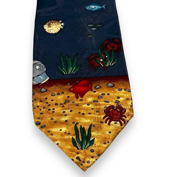 FOUR Vintage Silk Ties Fishing Novelty Prints Made in USA - Picture 2 of 14